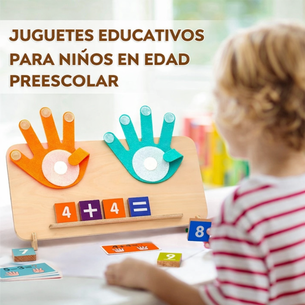Juego Montessori de Matemáticas con Dedos en Madera – Sumas y Restas (3–6 años)